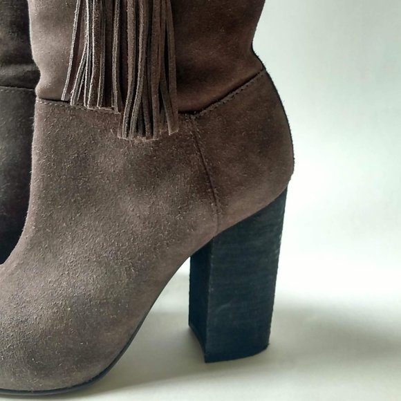 Vince Camuto Slouch Grey Suede Leather Boots 7 - Picture 5 of 14